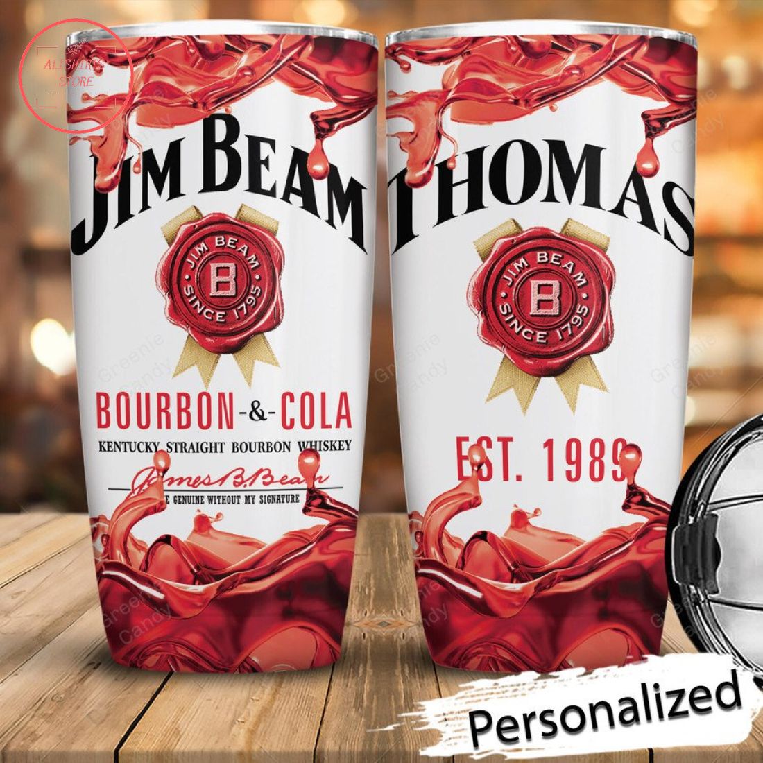 Jim Beam Bourbon and Cola Personalized Tumbler