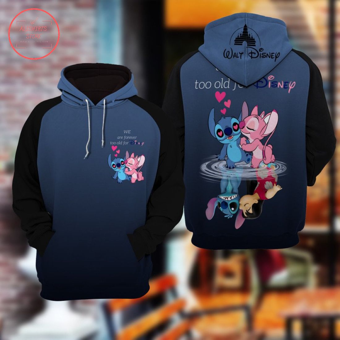 Lilo and Stitch Forever Too Old For Disney Hoodie 3D