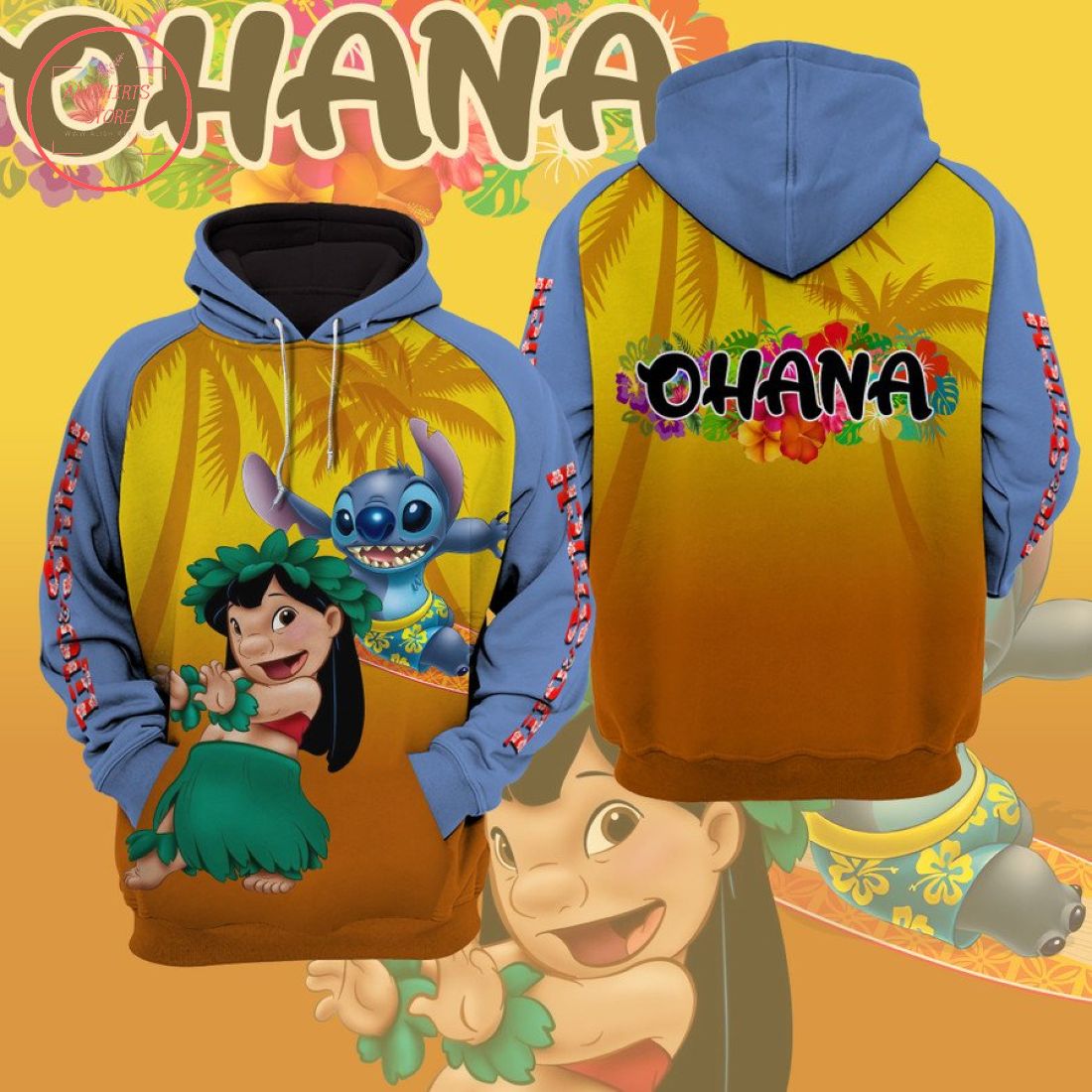 Lilo and Stitch Ohana Disney Hoodie 3d