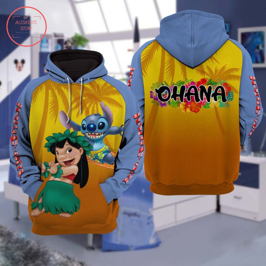 Lilo and Stitch Ohana Disney Hoodie 3d