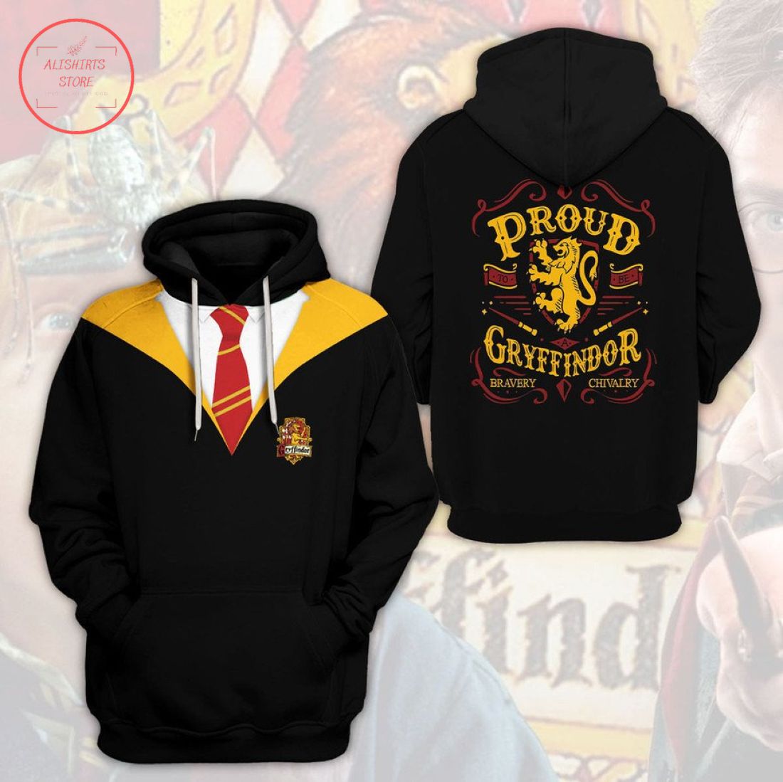 Proud Gryffindor Bravery and Chivalry Hoodie 3d