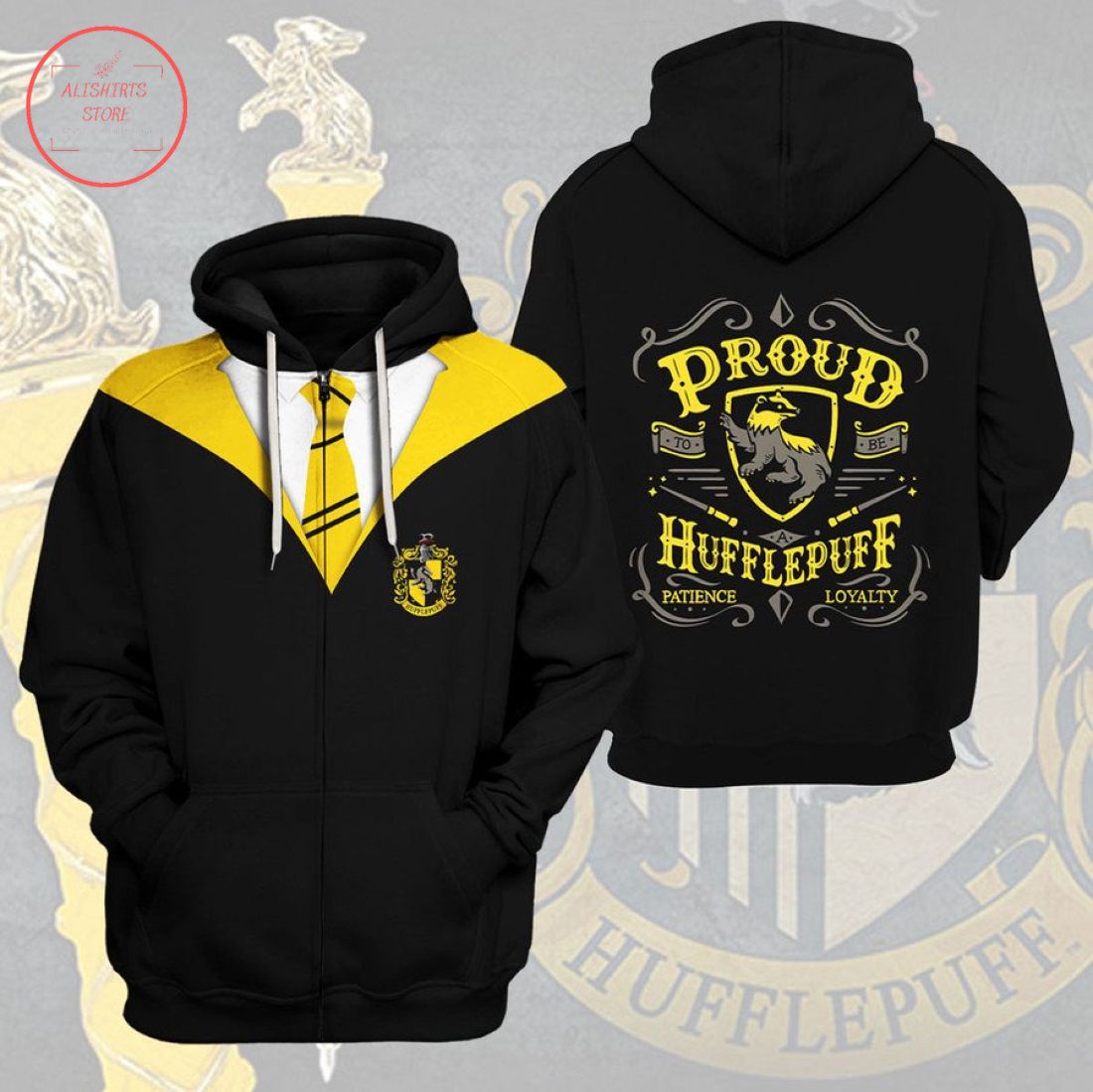 Proud Hufflepuff Patience and Loyalty Hoodie 3d