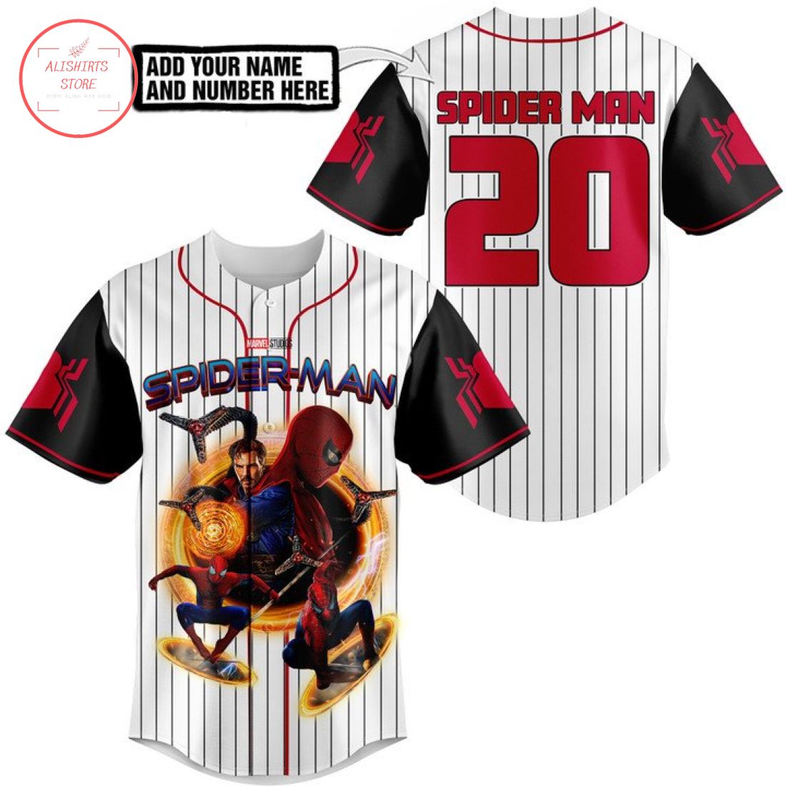 Spider-Man custom name and number Baseball Jersey