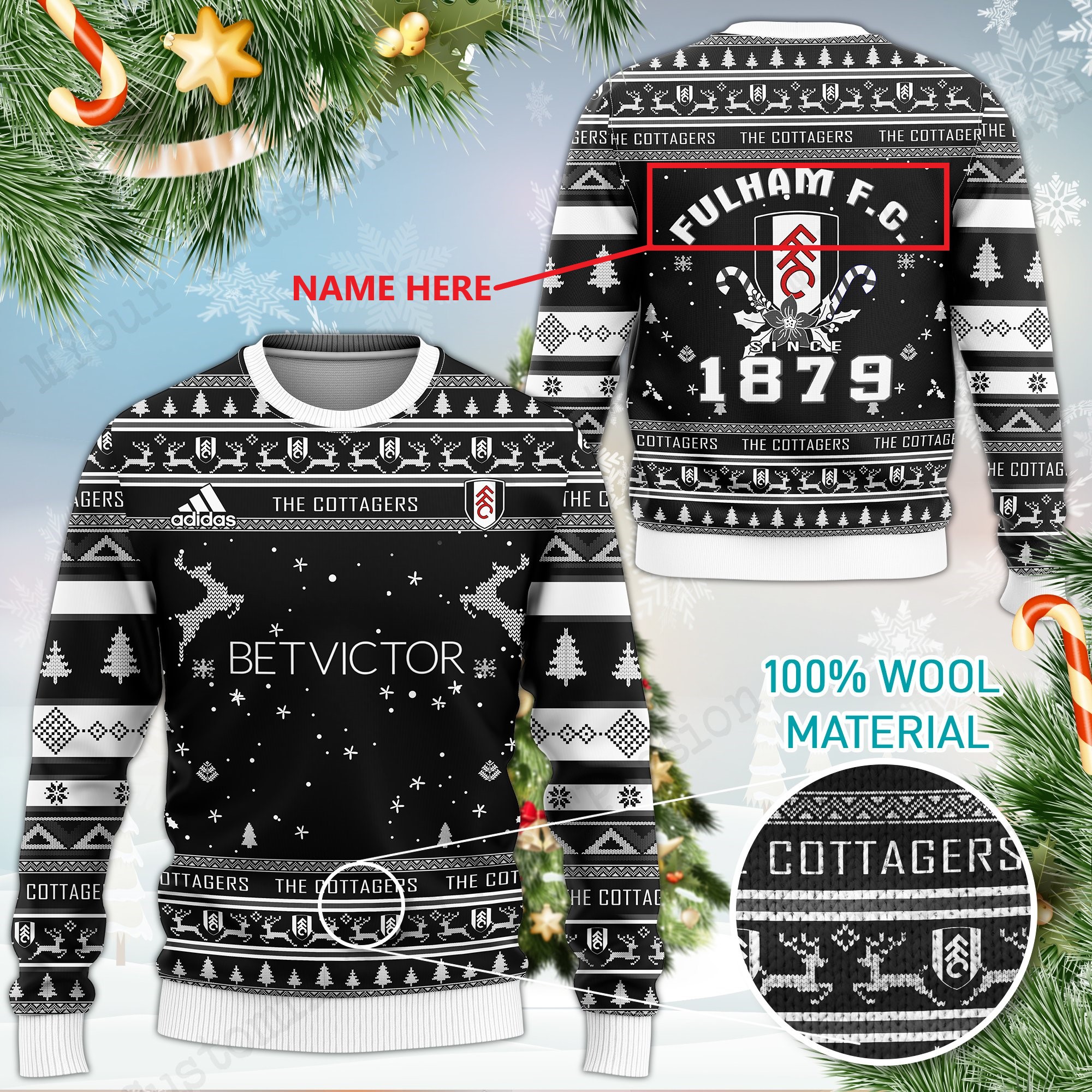 Fulham F.C Customize Ugly Christmas Sweater