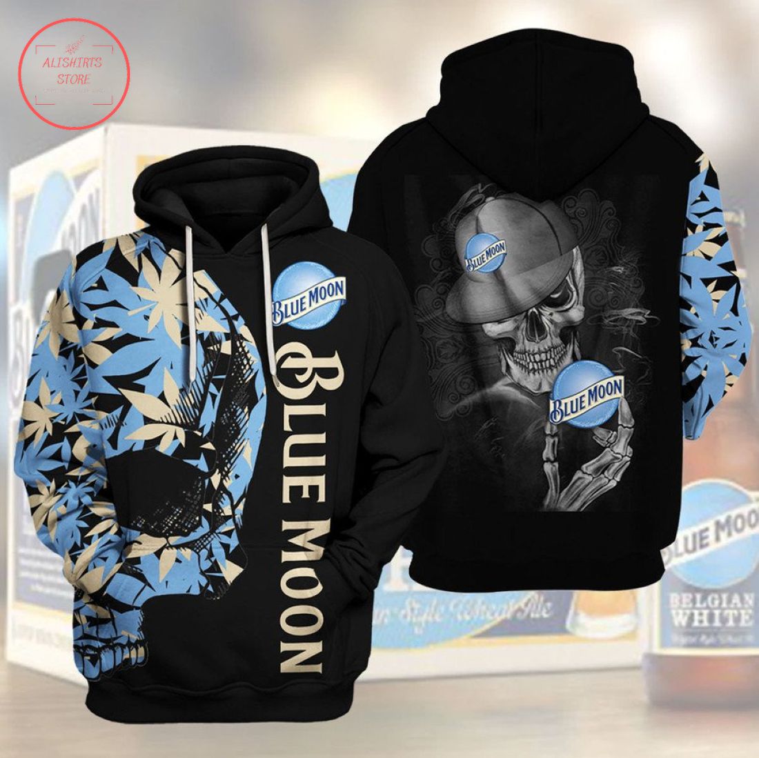 Blue Moon Skull Full Printing 3D Hoodie