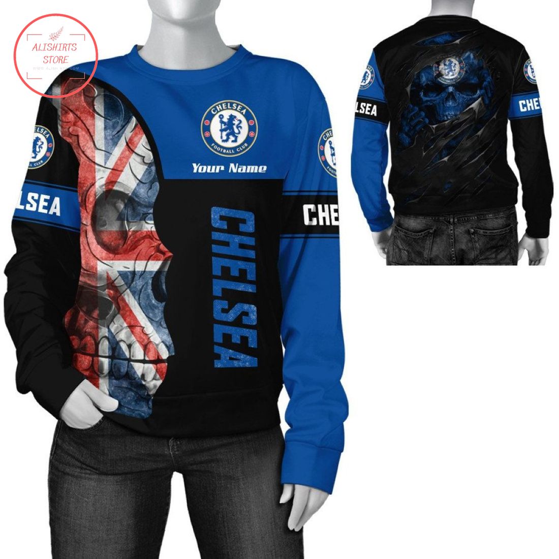Chelsea FC Skull Customized T-Shirt and Hoodie 3d