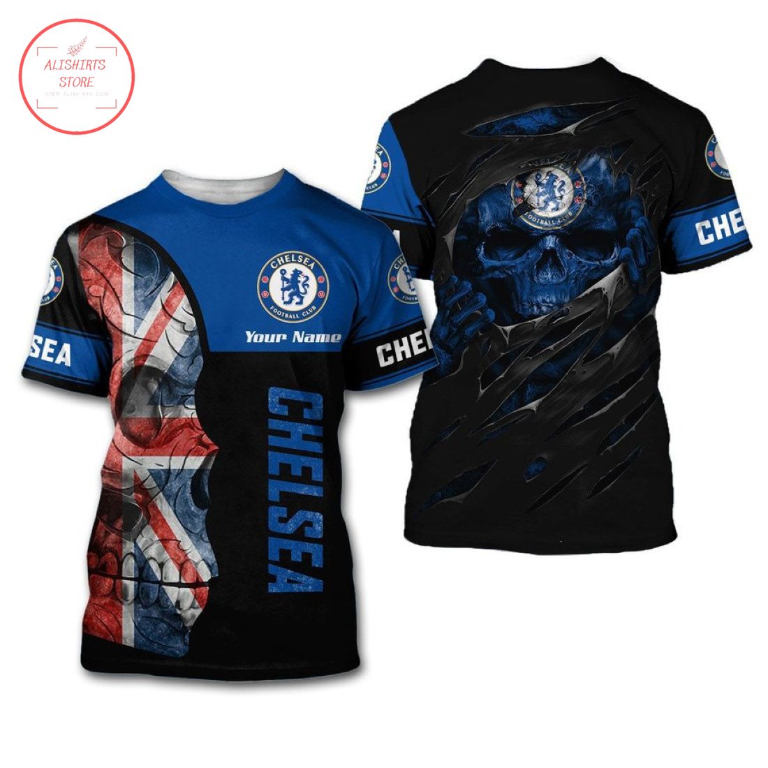 Chelsea FC Skull Customized T-Shirt and Hoodie 3d