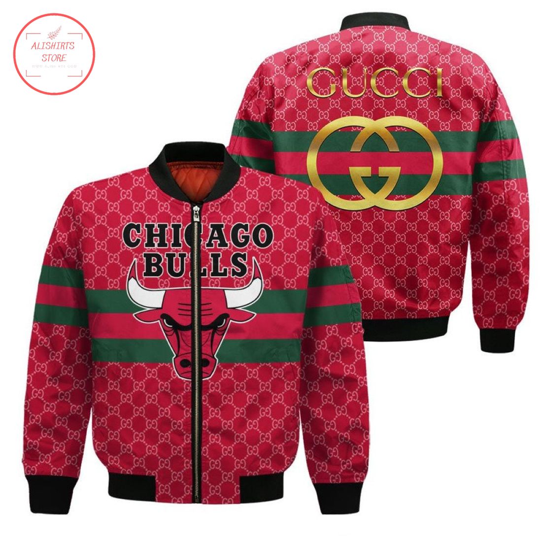 Chicago Bulls Gucci Luxury Red Bomber Jacket