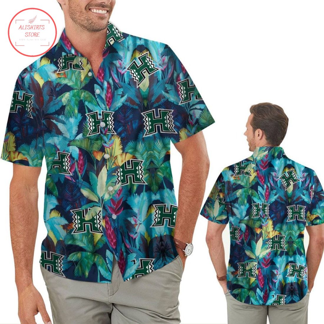 Hawaii Rainbow Warriors Floral Tropical Hawaiian Shirt