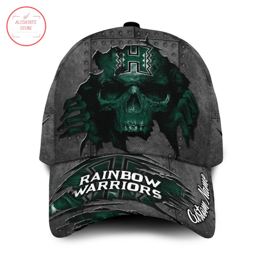 Hawaii Rainbow Warriors Skull Personalized Hat Cap