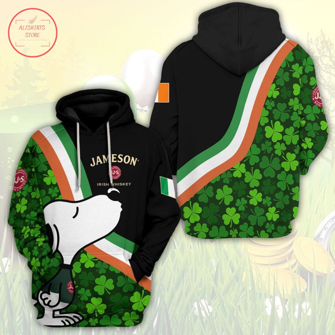 Jameson Irish Whiskey Snoopy Full Printing 3D Hoodie