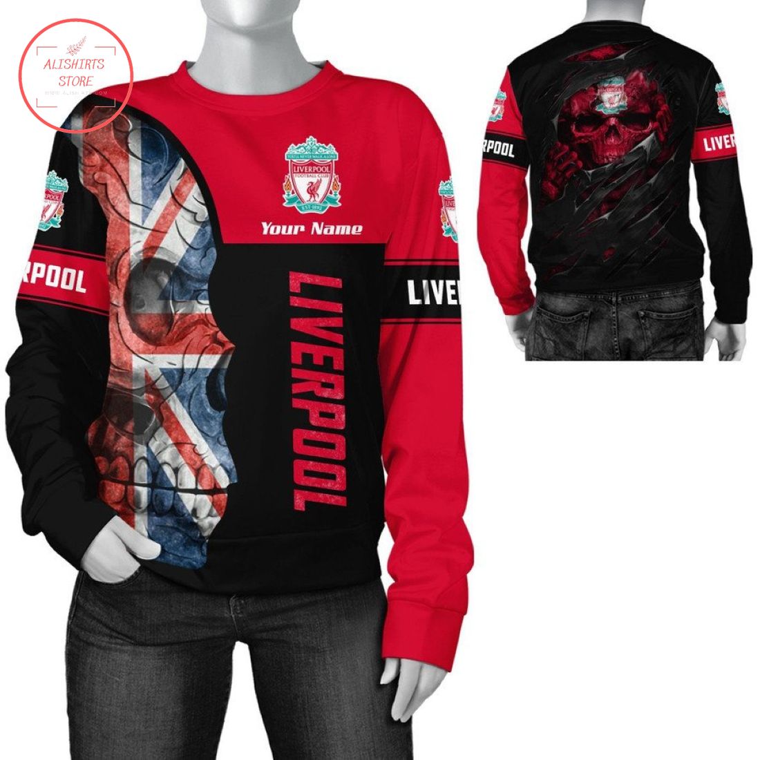 Liverpool FC Skull Personalized T-Shirt and Hoodie 3d
