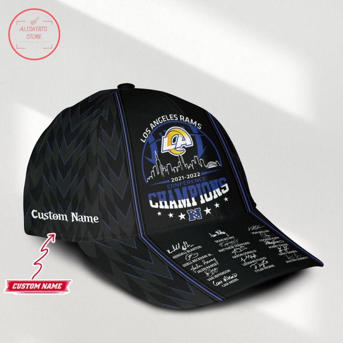 Los Angeles Rams Signatures 2021-2022 NFC Champions Custom Cap