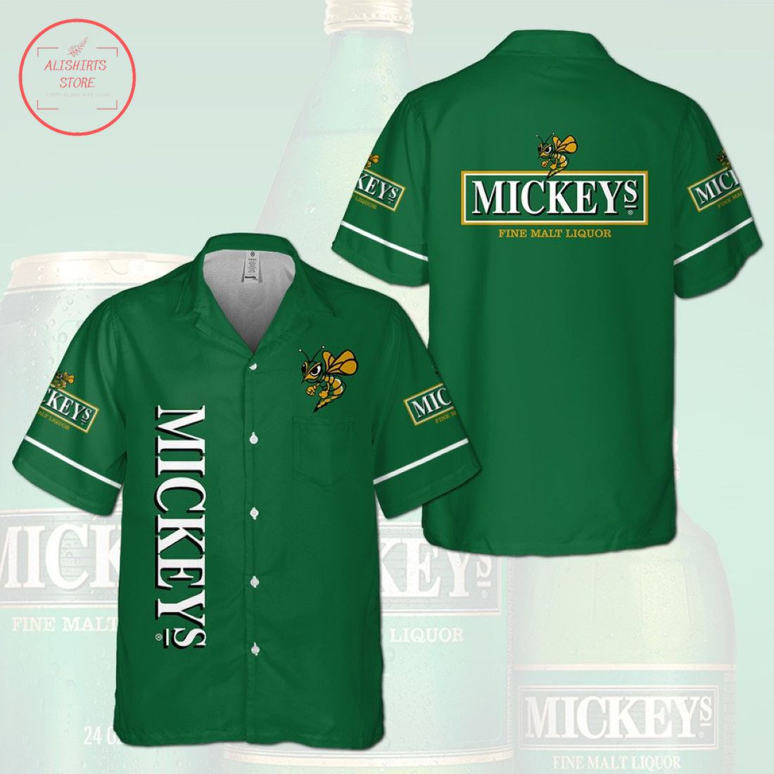 Mickeys Fine Malt Liquor Beer Hawaiian Shirt