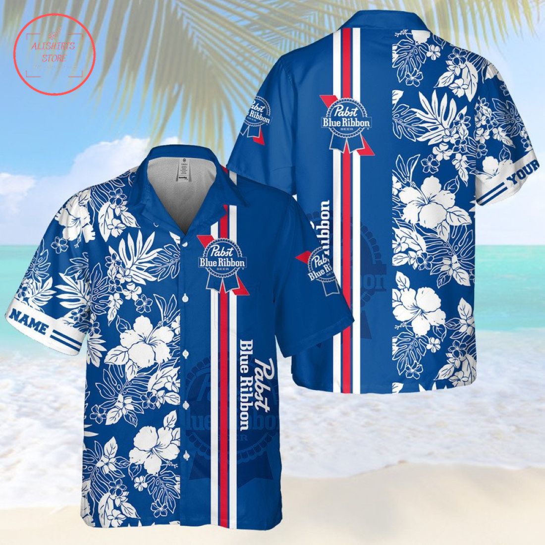 Pabst Blue Ribbon Custom Hawaiian Shirt