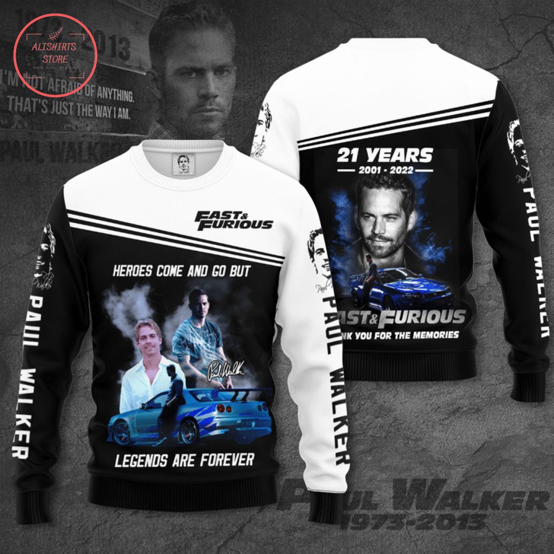 Paul Walker Fast and Furious 21 years T-shirts and Hoodie 3d