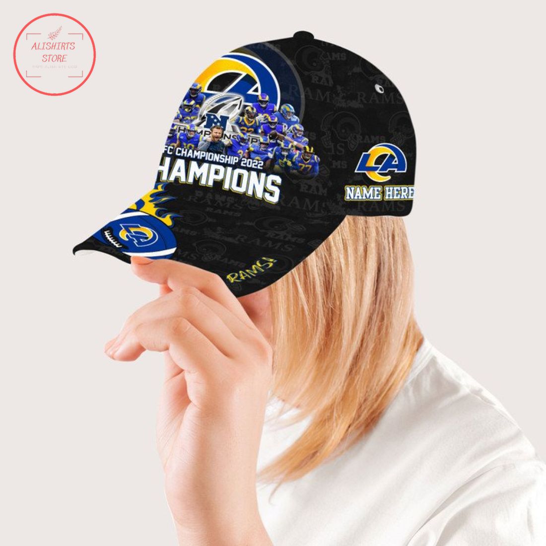 Personalized Los Angeles Rams NFC Championship 2022 Hat Cap