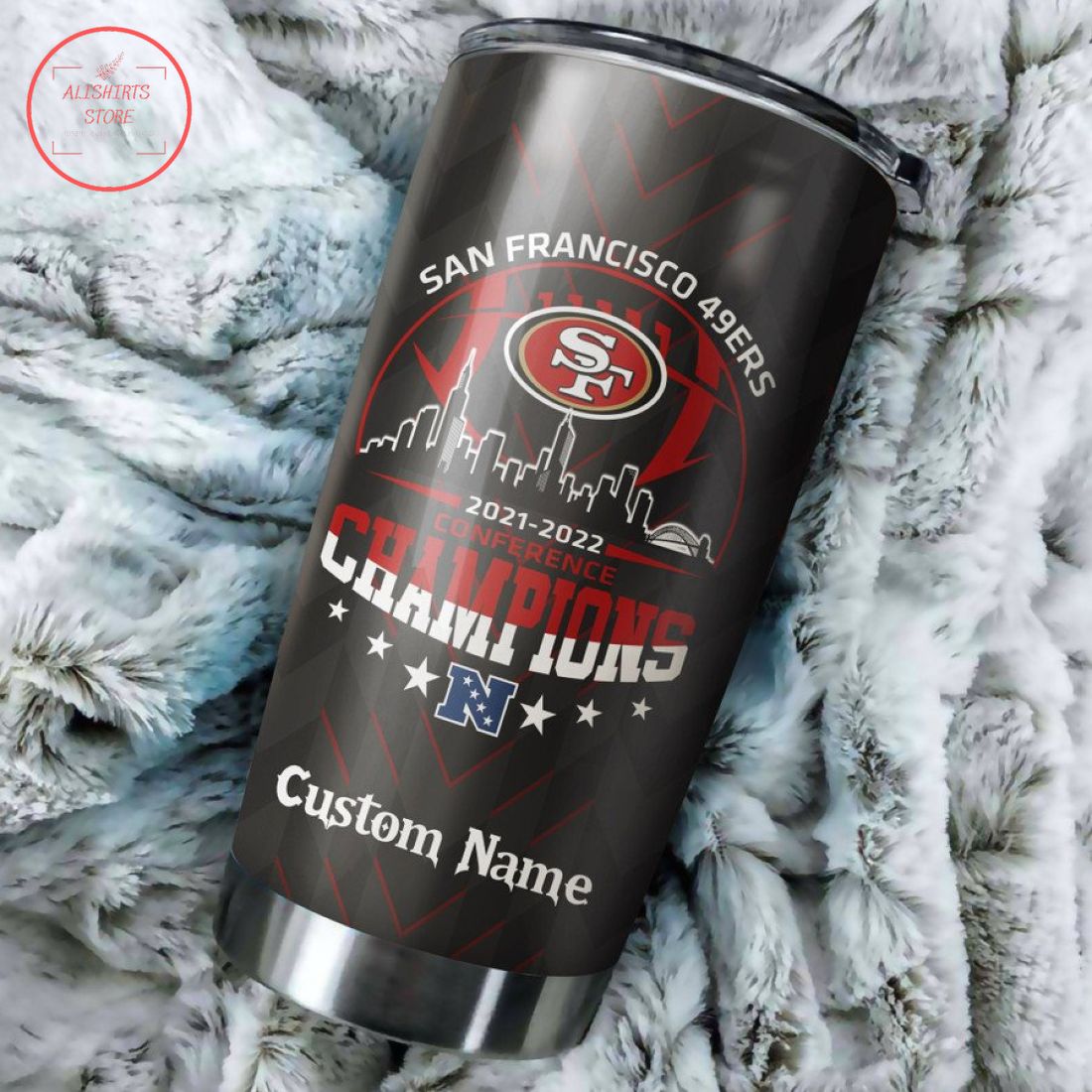 San Francisco 49ers Signatures 2021-2022 NFC Champions Custom Tumbler