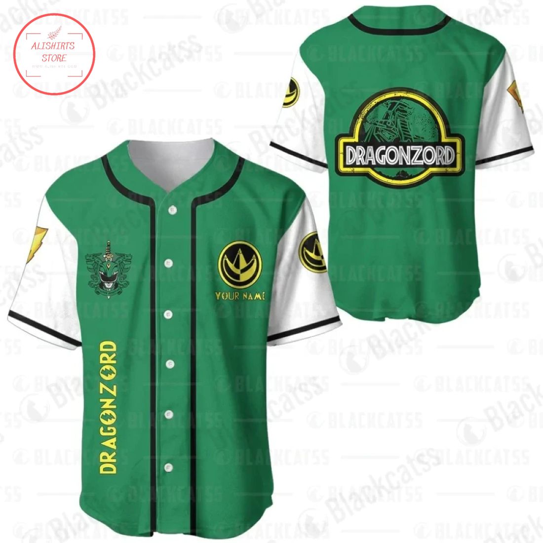 Mighty Morphin Power Rangers Dragonzord Personalized Baseball Jersey