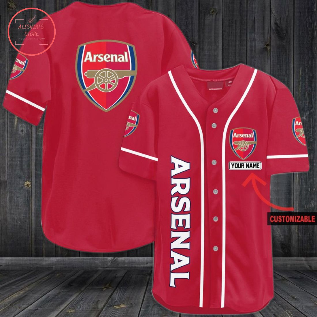 Arsenal FC Custom name Baseball Jersey