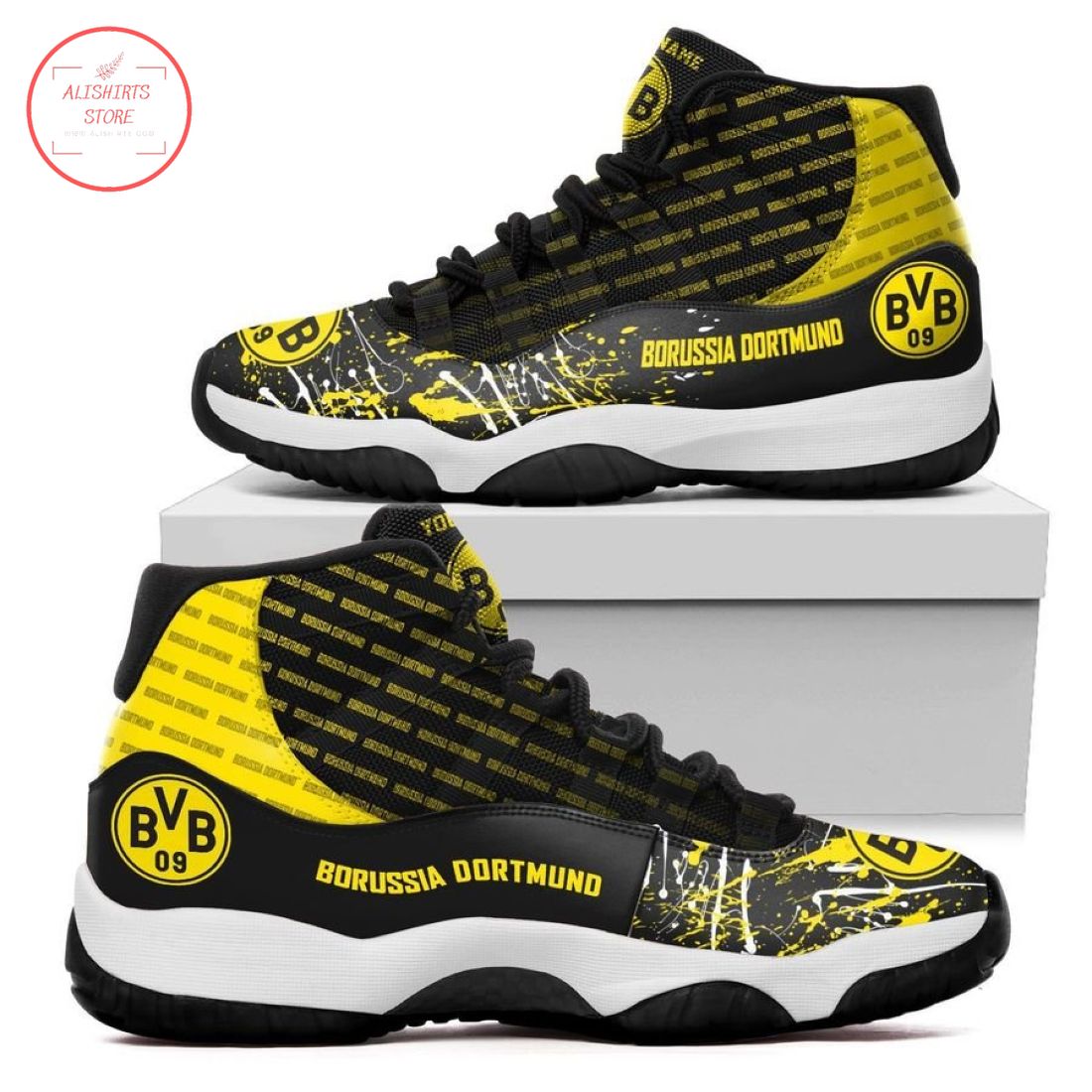 Borussia Dortmund Customized New Air Jordan 11 Sneakers Shoes
