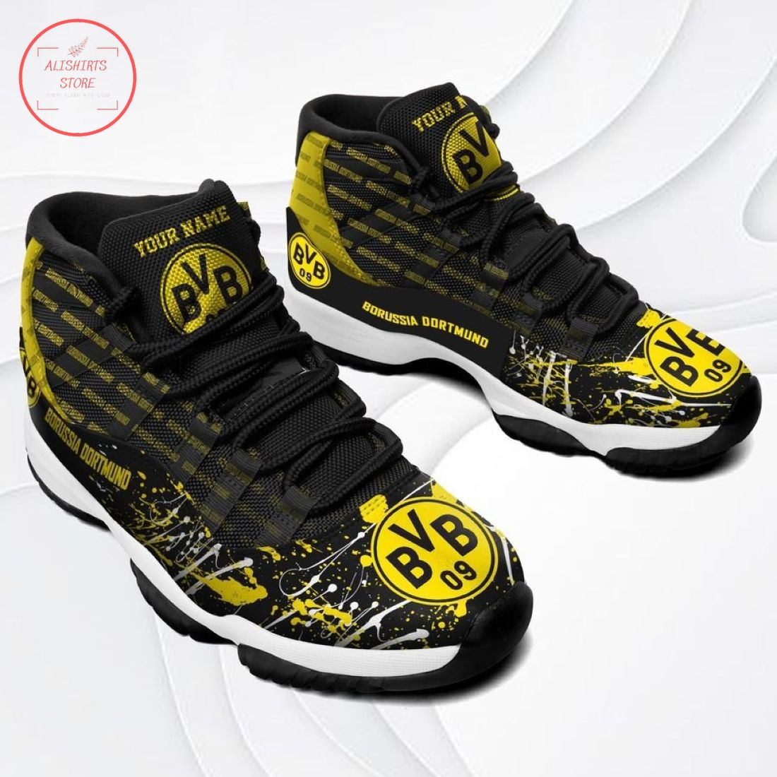 Borussia Dortmund Customized New Air Jordan 11 Sneakers Shoes