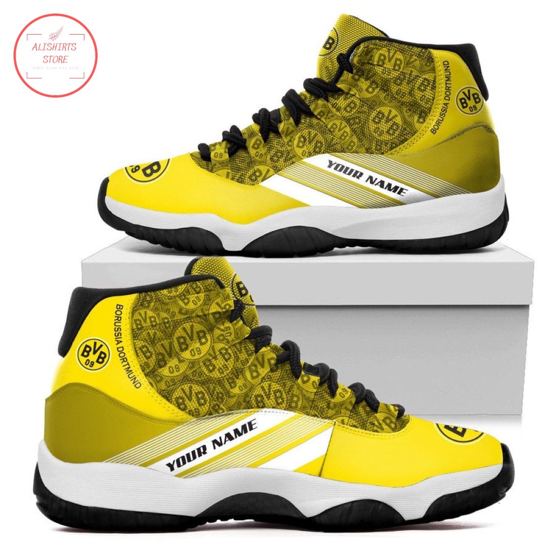 Borussia Dortmund New Air Jordan 11 Personalized Sneakers Shoes