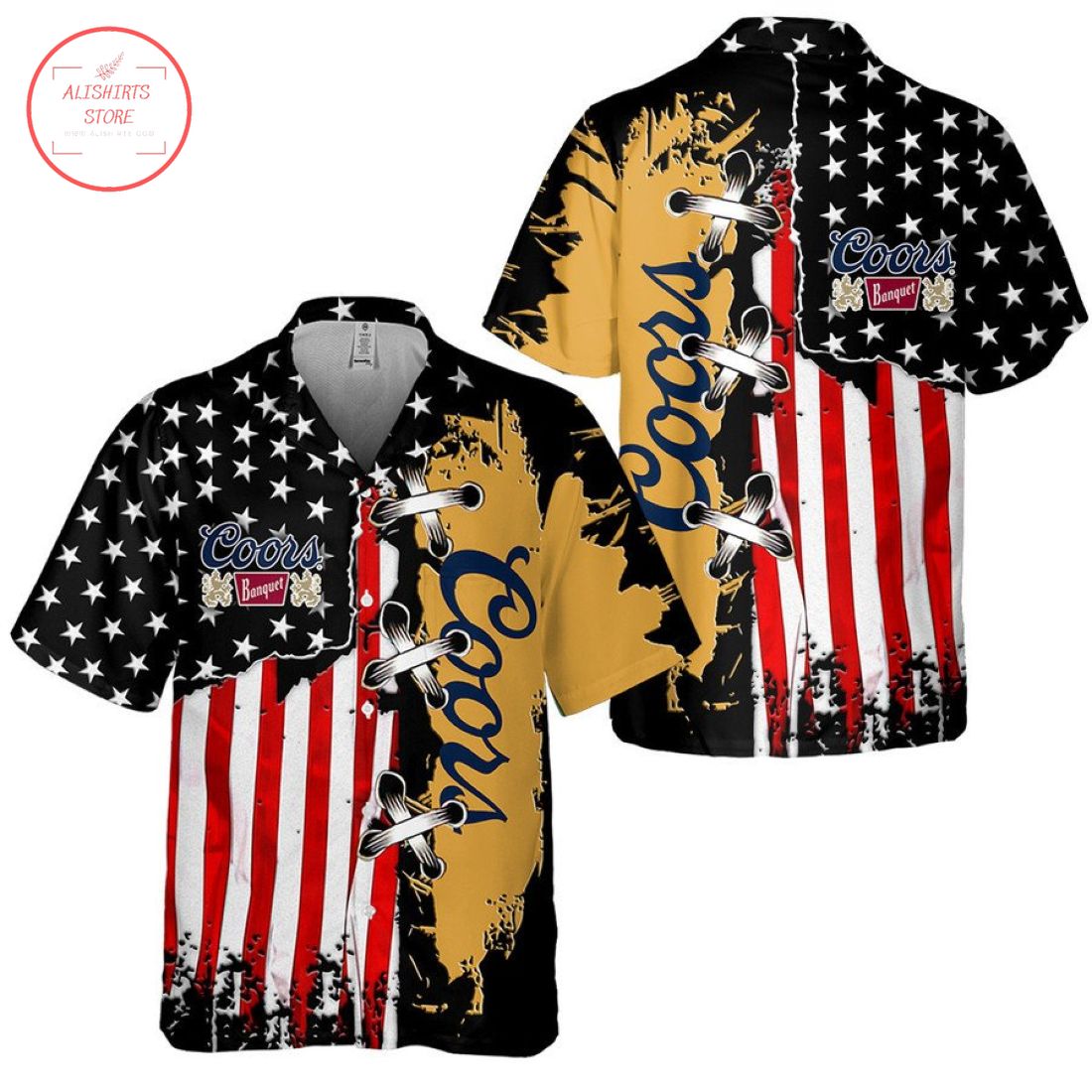 Coors Banquet US Flag Hawaiian Shirt