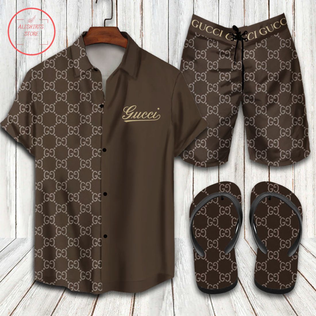 Gucci 2022 Flip Flops and Combo Hawaii Shirt Shorts