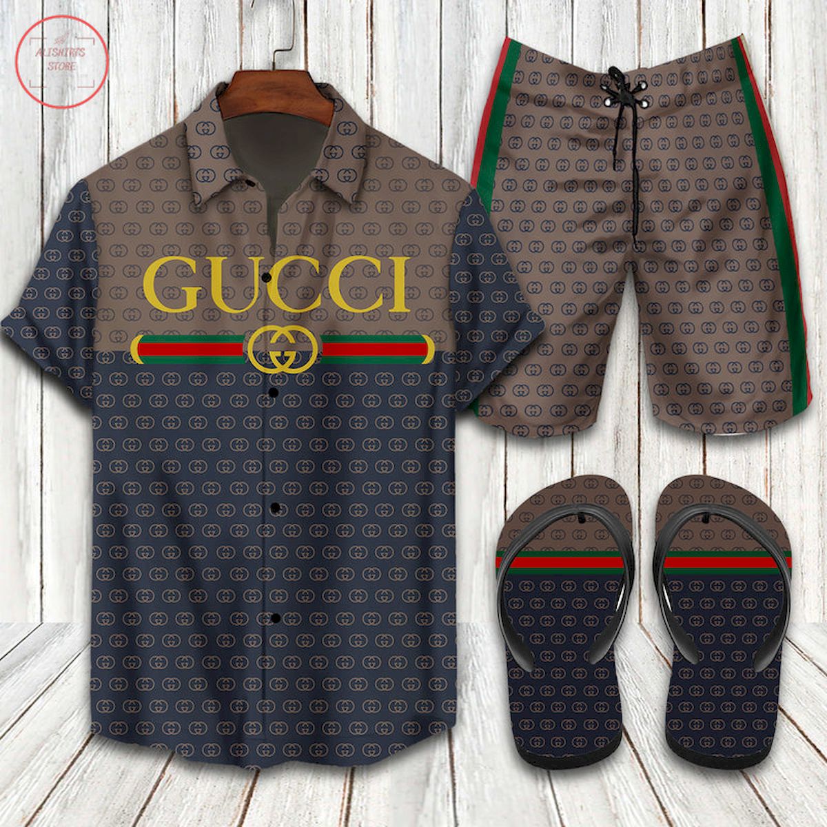 Gucci 2022 Luxury Combo Hawaiian Shirt Shorts And Flip Flops