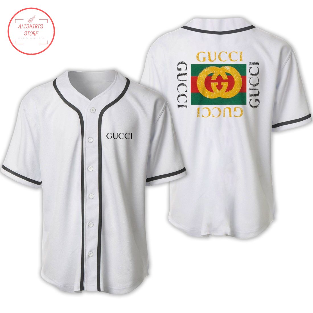 Gucci Italy All White Luxury Baseball Jersey