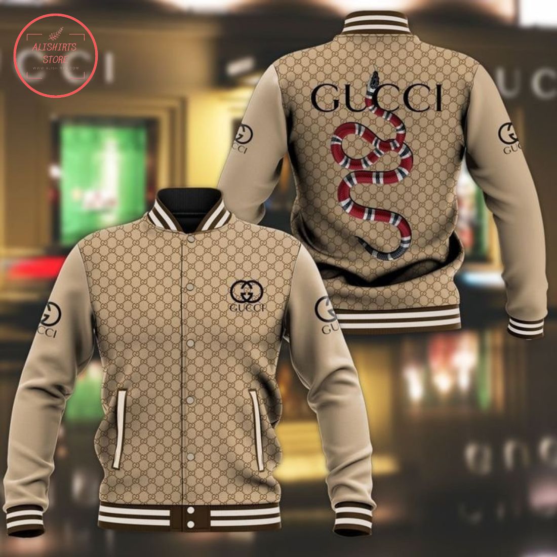 Gucci Snake Luxury Brand Baseball Varsity Jacket