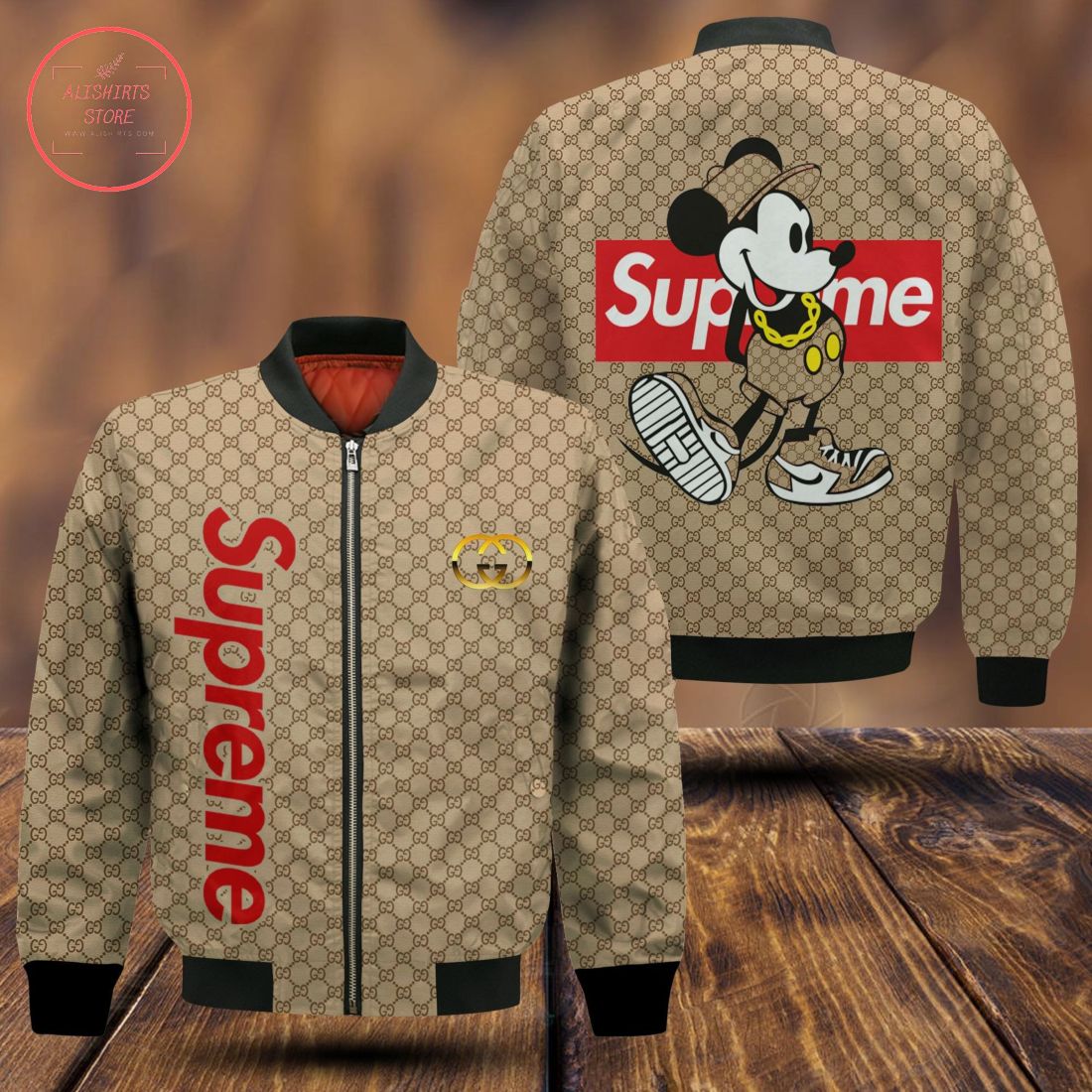 Gucci Supreme Mickey Luxury Brand Bomber Jacket