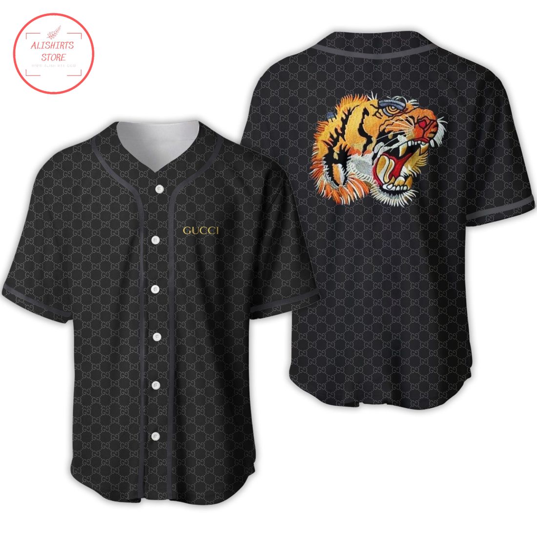 Gucci Tiger All Black Luxury Baseball Jersey