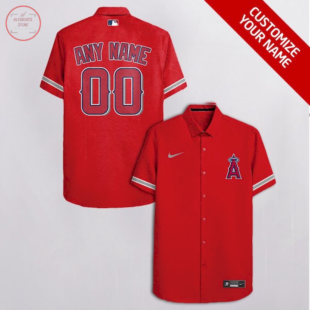 Los Angeles Angels All Red Personalized Hawaiian Shirt