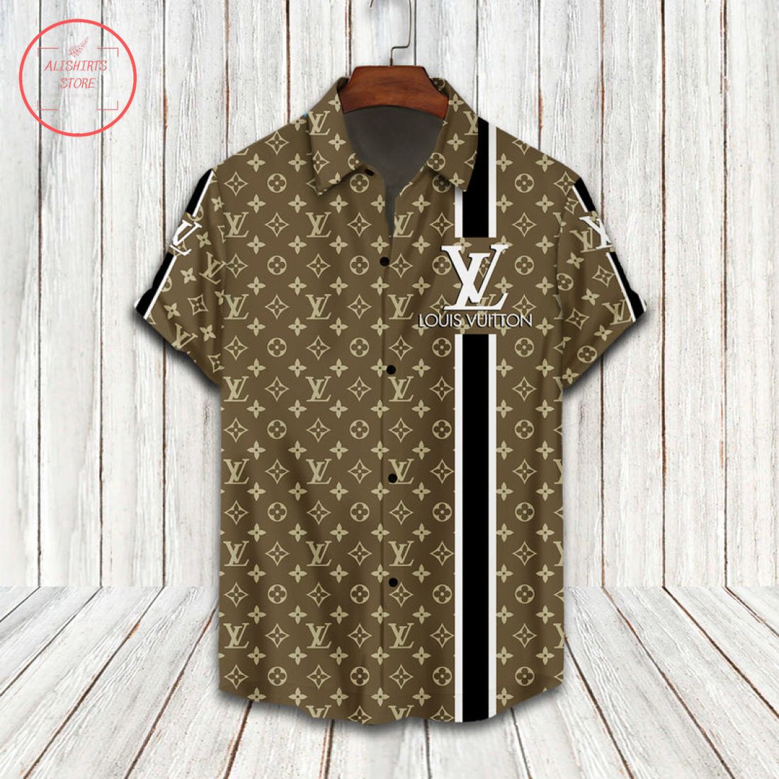 Louis Vuitton 2022 Brown Flip Flops and Combo Hawaii Shirt Shorts