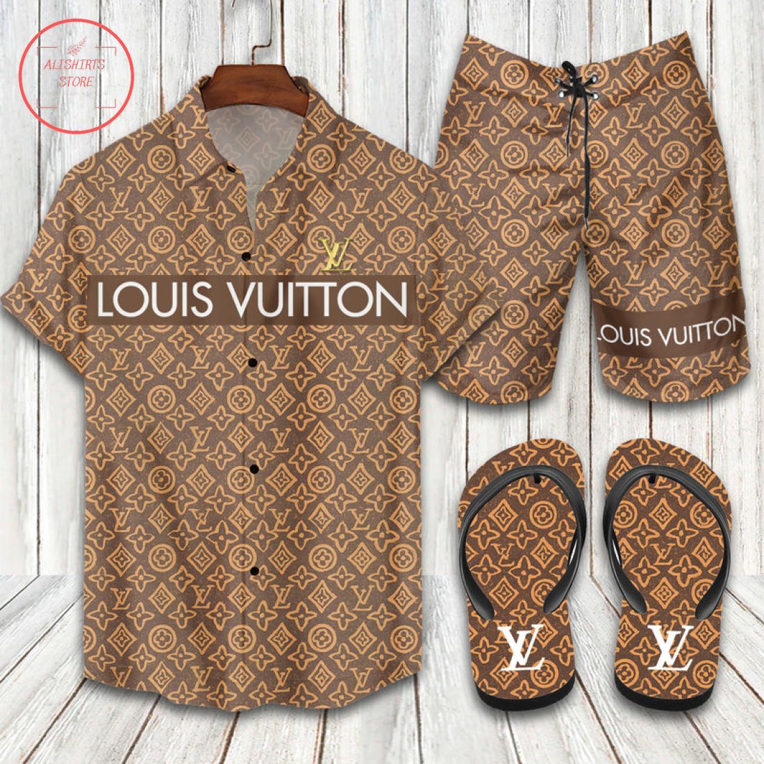 Louis Vuitton French 2022 Flip Flops and Combo Hawaii Shirt Shorts