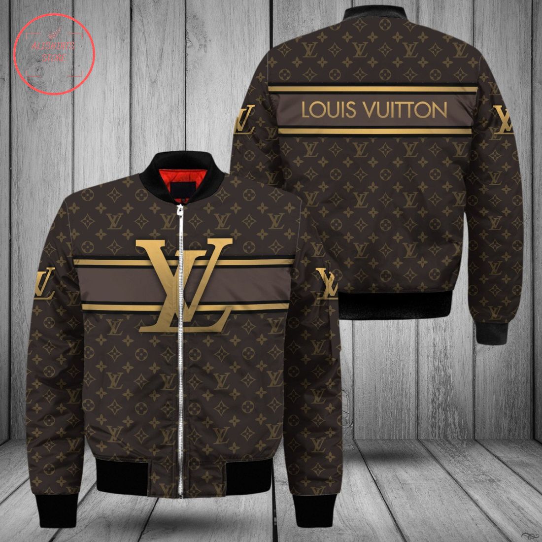Louis Vuitton Logo Luxury Brown Bomber Jacket