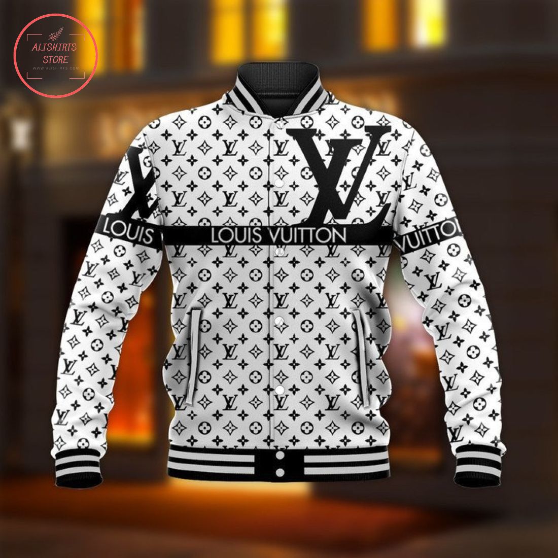 Louis Vuitton Luxury Black and White Baseball Jacket