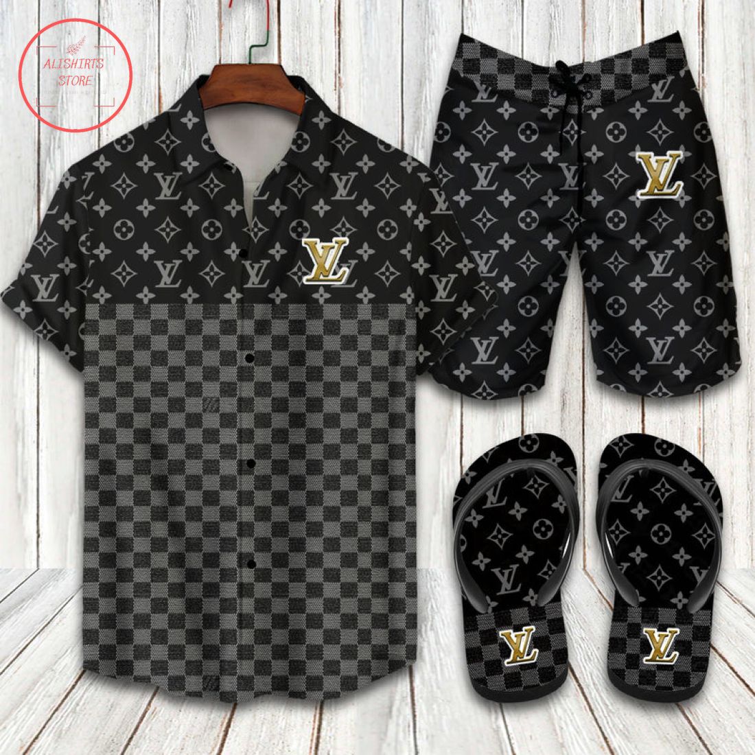 Louis Vuitton checkerboard 2022 Flip Flops and Combo Hawaii Shirt Shorts