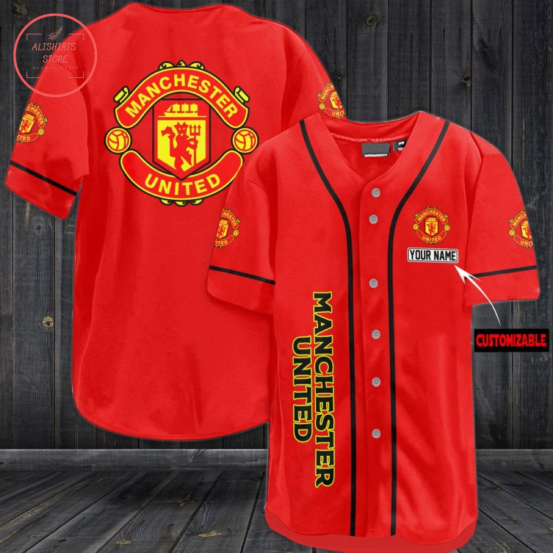 Manchester United Custom name Baseball Jersey