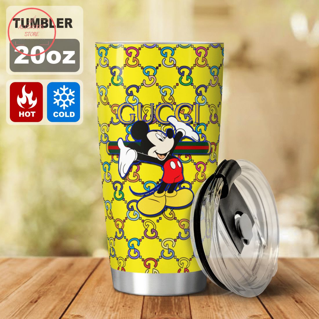 Mickey Mouse Gucci Logo Pattern 3D Tumbler