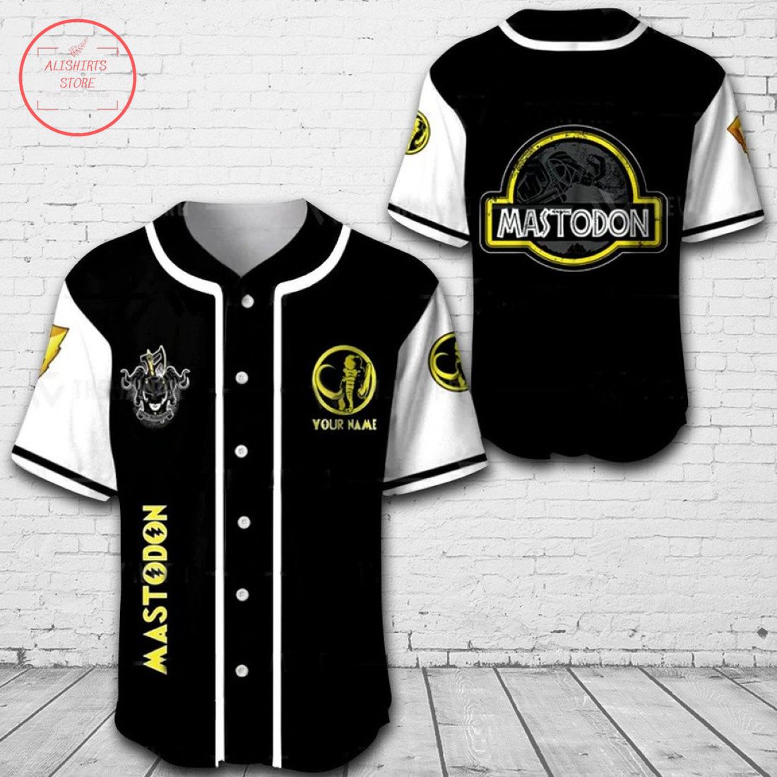 Mighty Morphin Power Rangers Mastodon Personalized Baseball Jersey