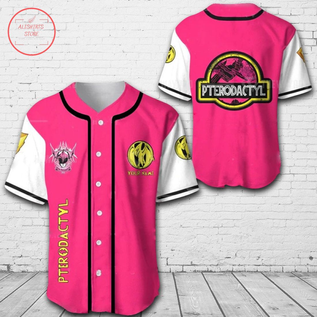 Mighty Morphin Power Rangers Pterodactyl Custom Baseball Jersey