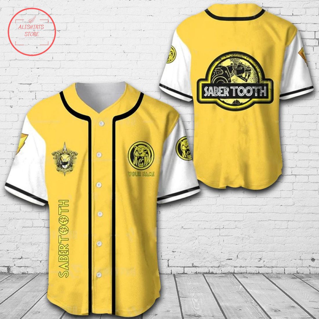 Mighty Morphin Power Rangers Saber Personalized Baseball Jersey