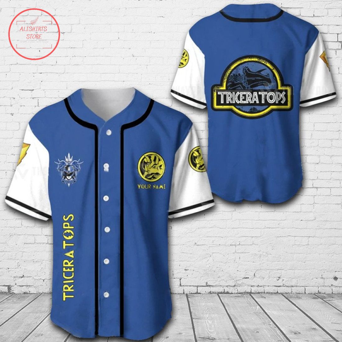 Mighty Morphin Power Rangers Triceratops Custom Baseball Jersey