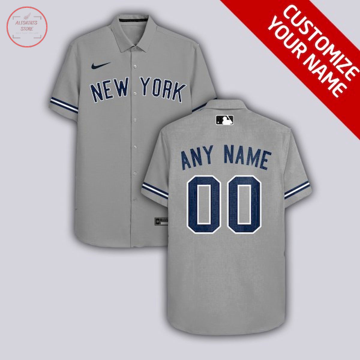 New York Yankees Customized Grey Hawaiian Shirt
