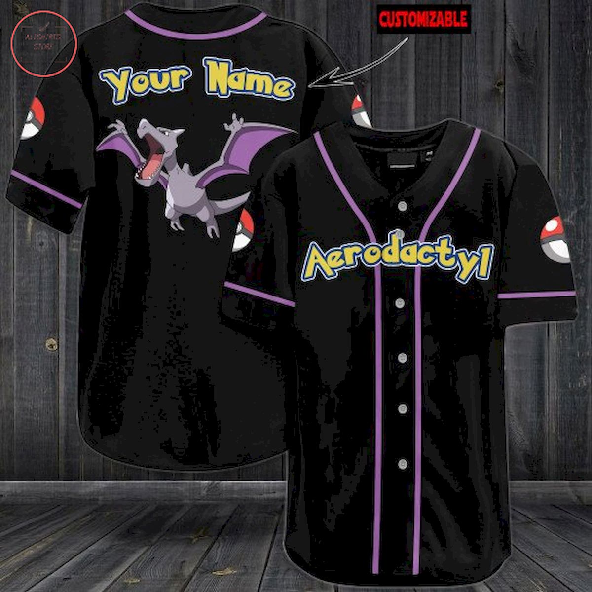 Pokemon Aerodactyl Personalized Baseball Jersey
