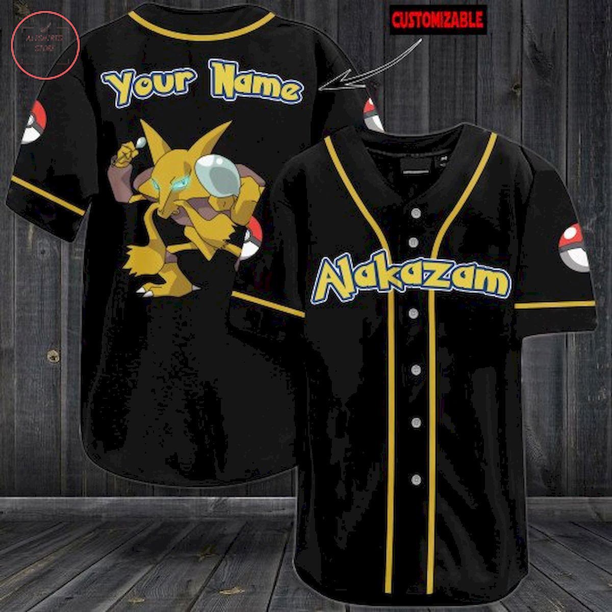 Pokemon Alakazam Personalized Baseball Jersey