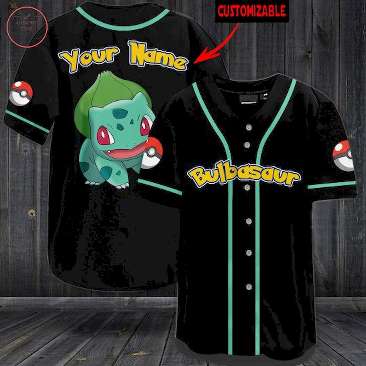 Pokemon Bulbasaur Personalized Baseball Jersey